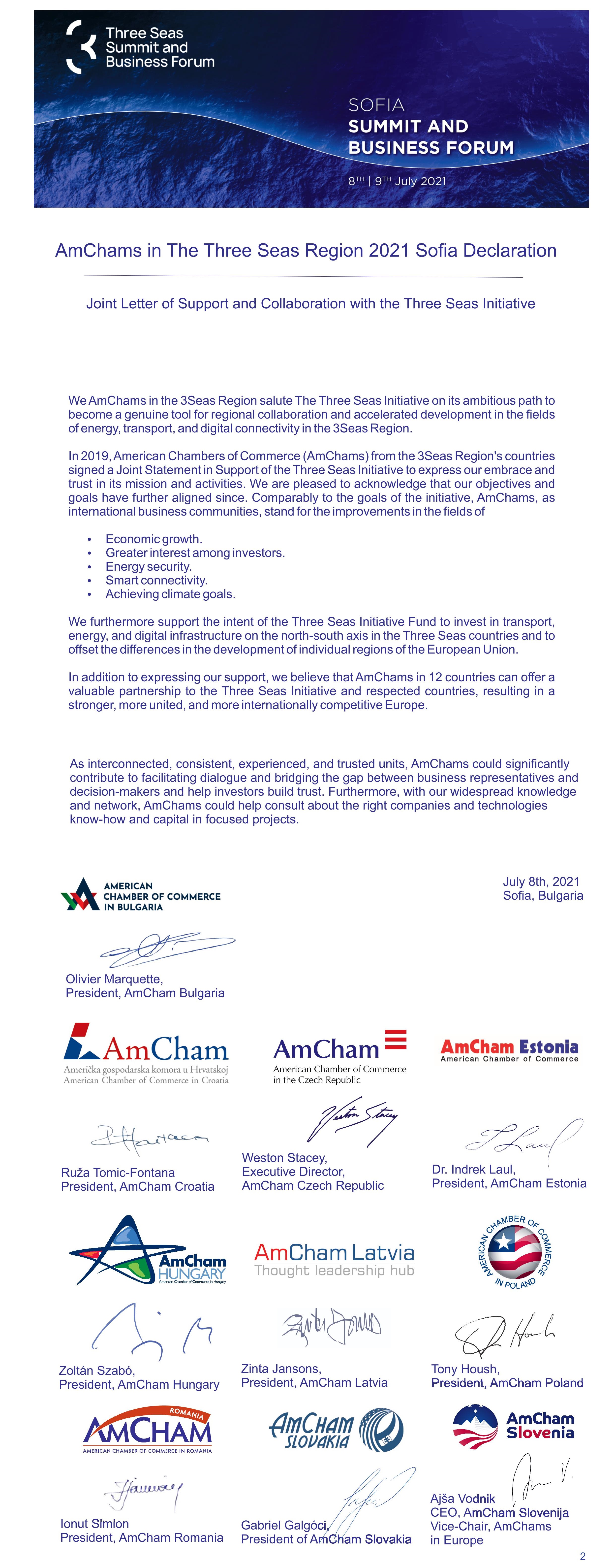 Three Seas Initiative - Sofia Declaration 2021