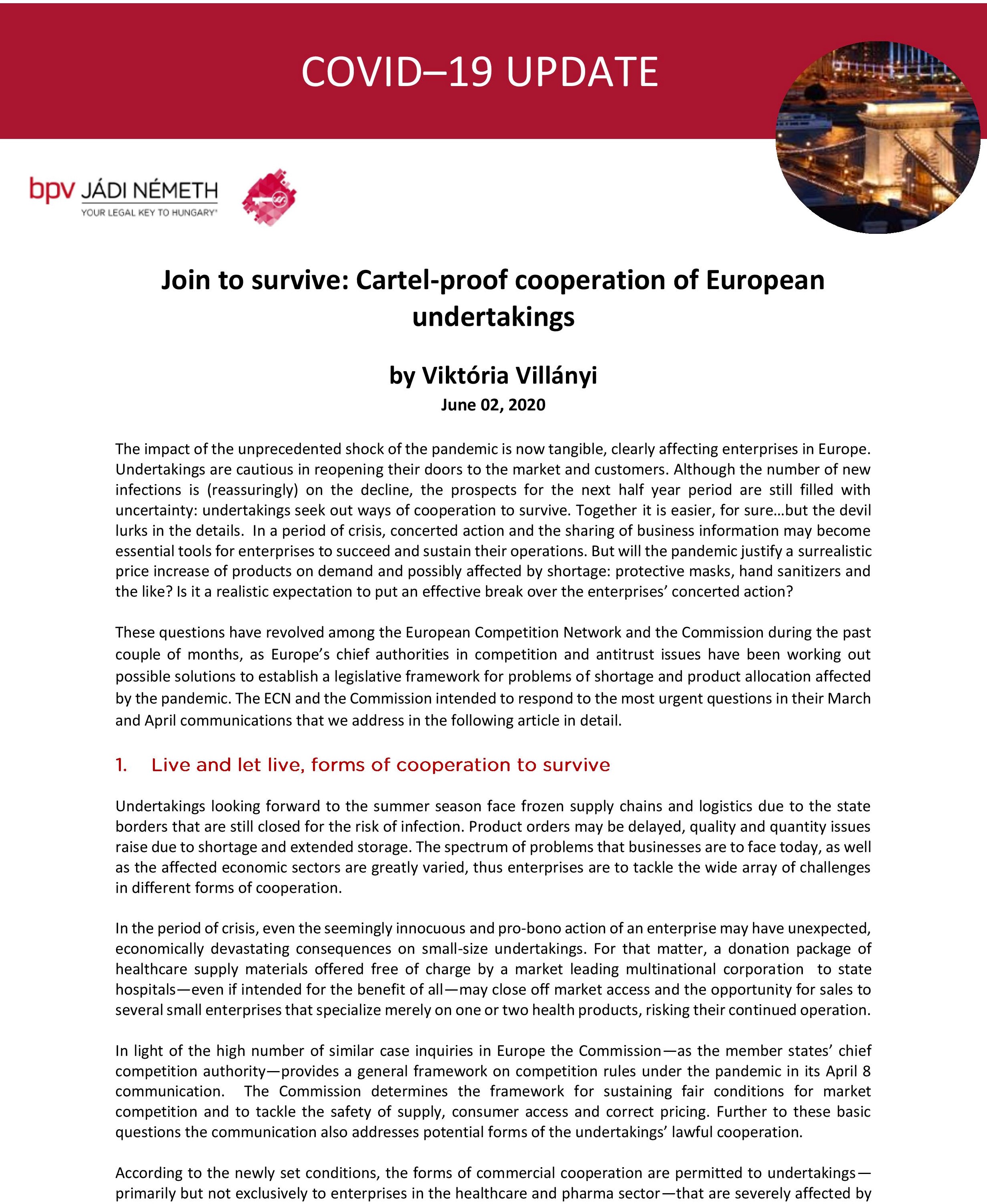 bpv JÁDI NÉMETH: Join to survive: Cartel-proof cooperation of European undertakings